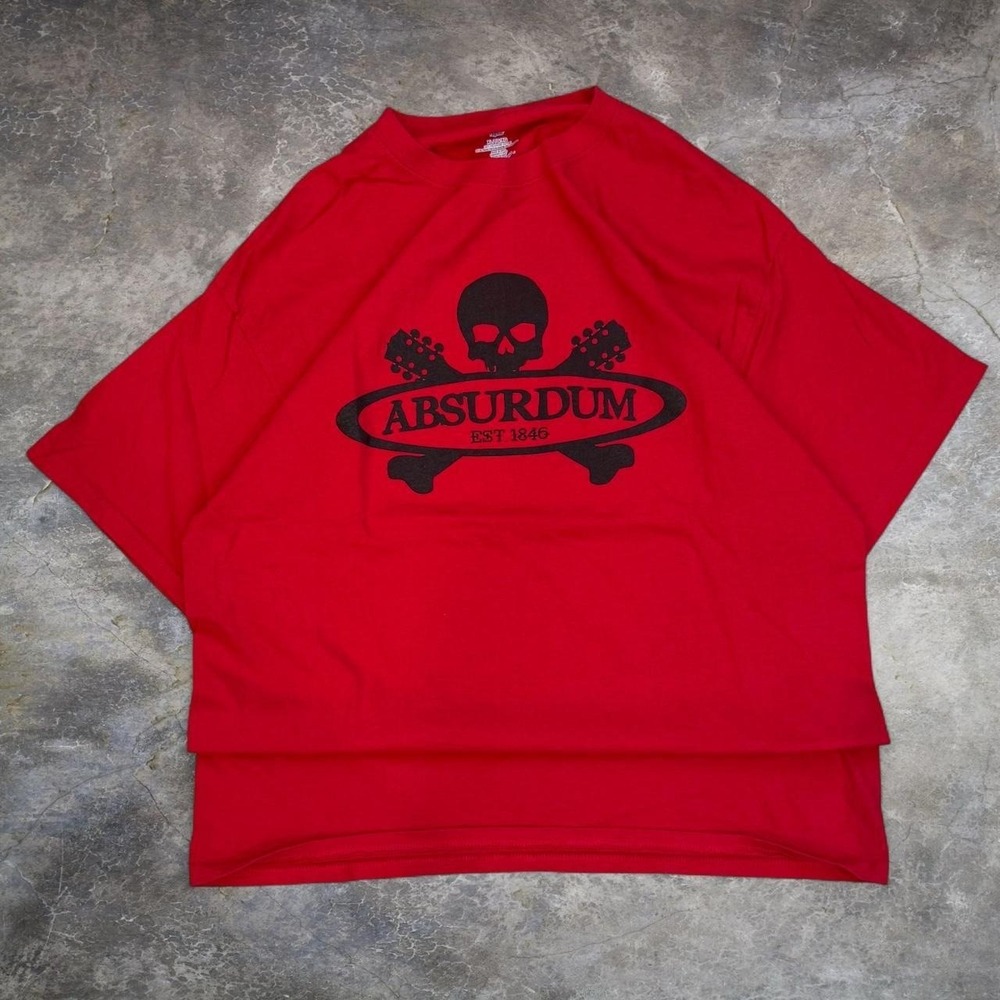 Absurdum Red Skull Graphic Tee Mens Size XL Skater Grunge Goth Music T-Shirt Y2K